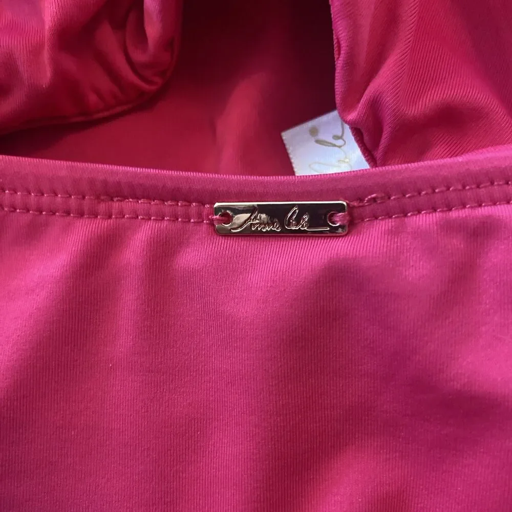 Anne Cole Pink Glow Women's Convertible High Waisted Set Size XL NWT $130